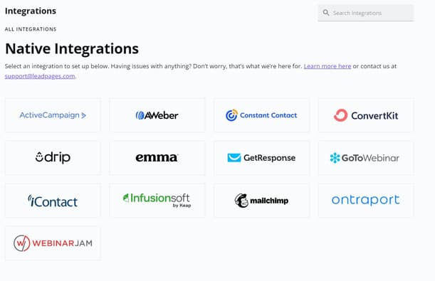 lead pages native integration