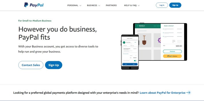 paypal main page