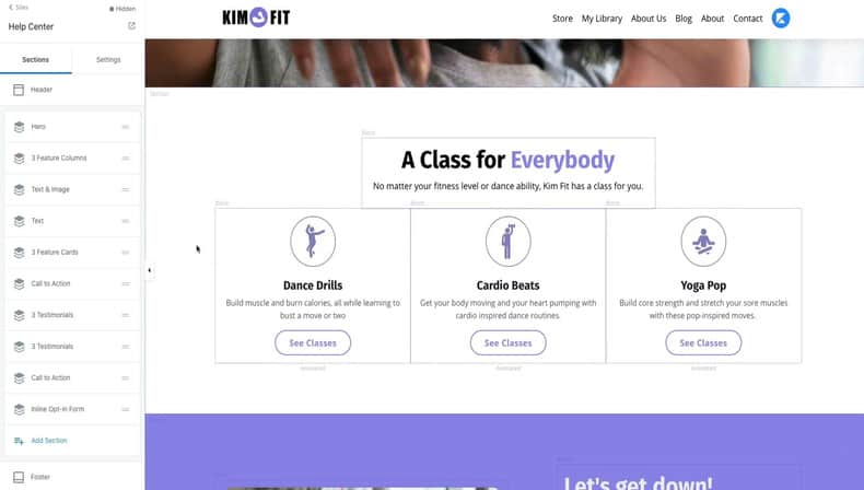 sample drag-and-drop editor for GrooveFunnels and Kajabi