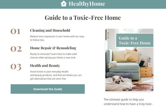 screenshot of healthy home home page