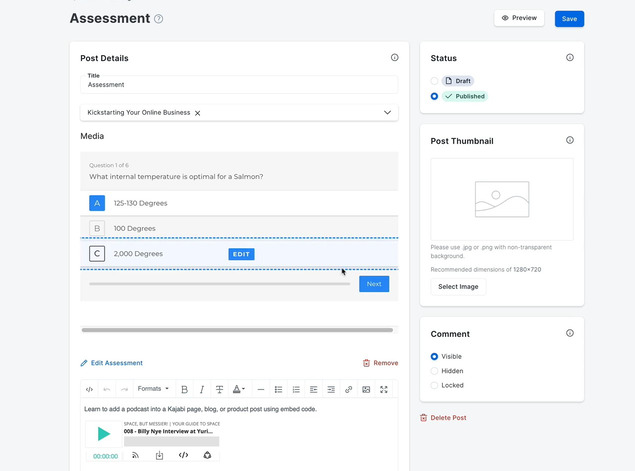 Kajabi Assessment or Survey Creation