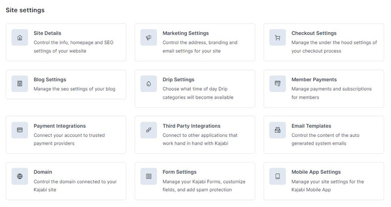Kajabi Site Settings