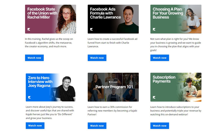 Kajabi live and on demand webinars