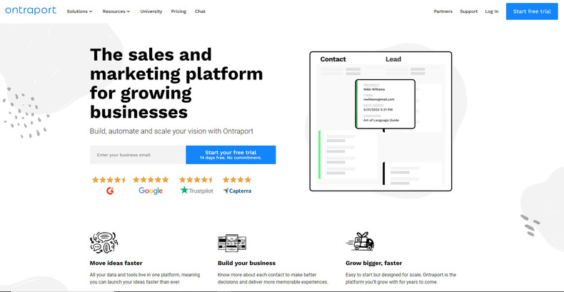 Ontraport home page