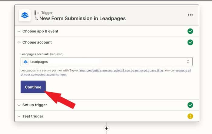 Leadpages account to Zapier - leadpages kajabi integration
