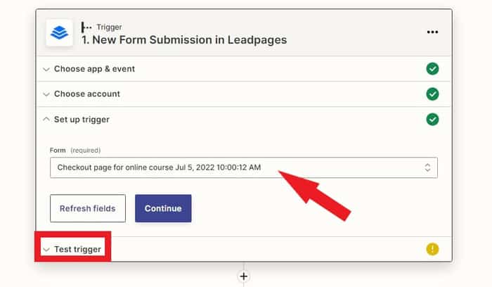 Test Trigger - leadpages kajabi integration