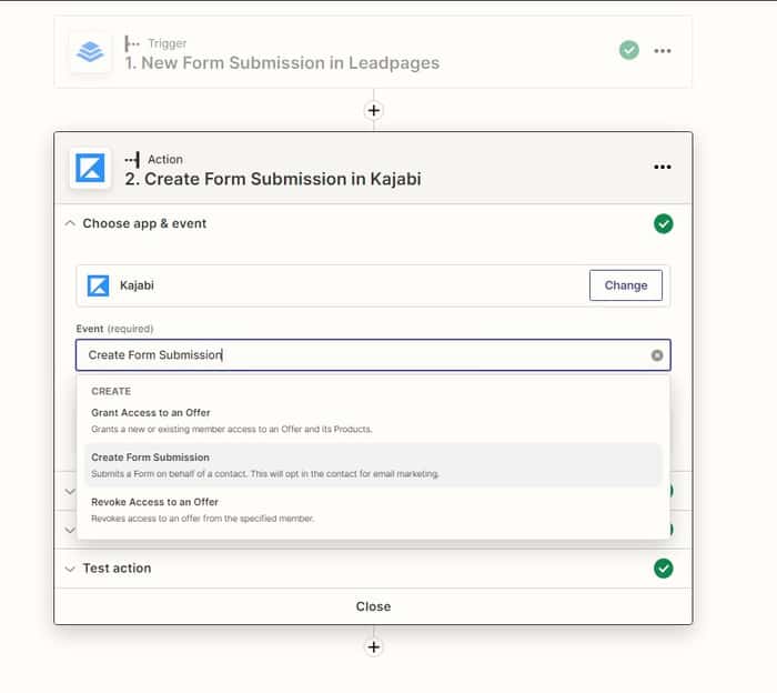 create form submission - leadpages kajabi integration