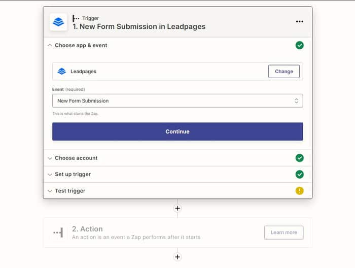 new form submission - leadpages kajabi integration