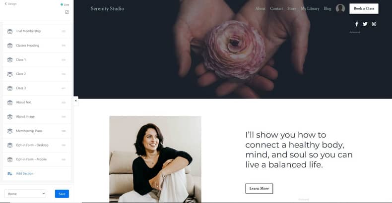 preview of kajabi website builder