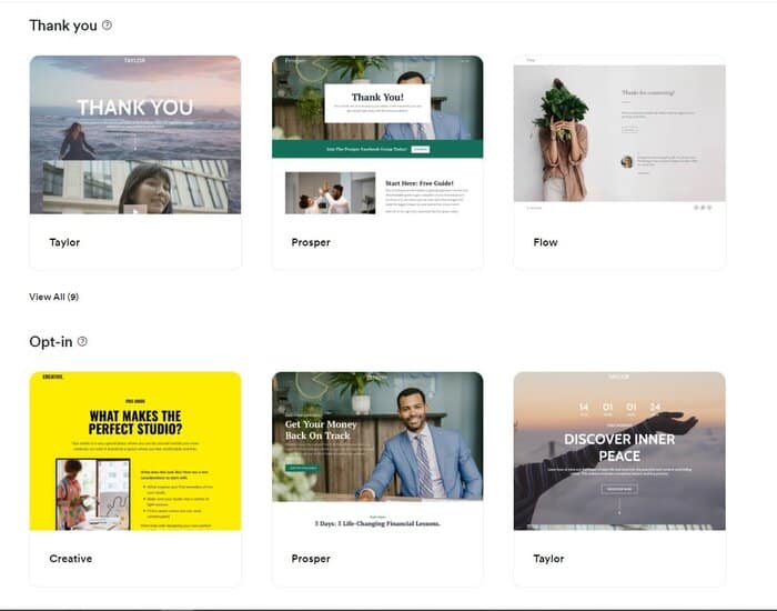 kajabi templates of pages