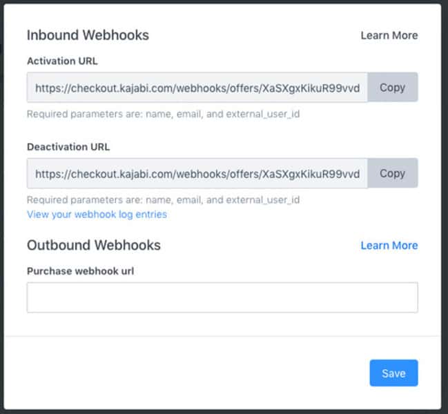 webhooks - kajabi shopify integration
