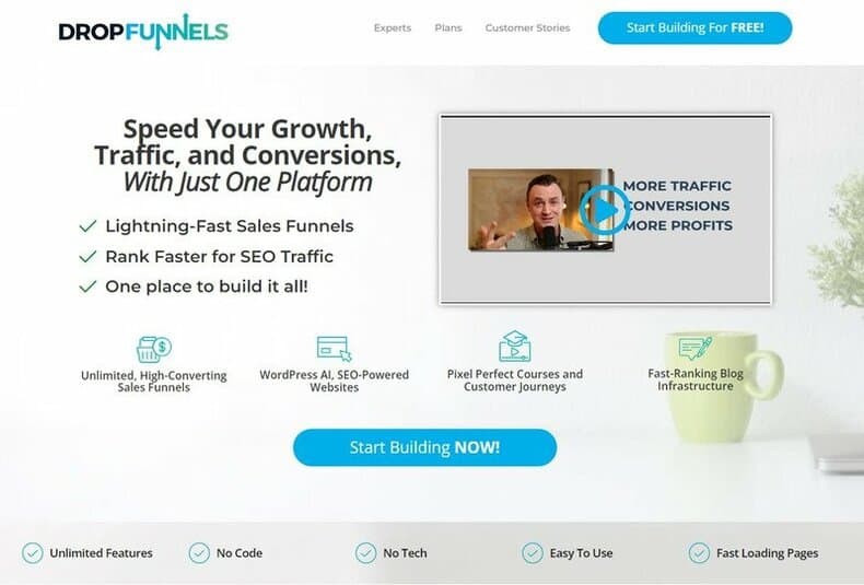 dropfunnels homepage