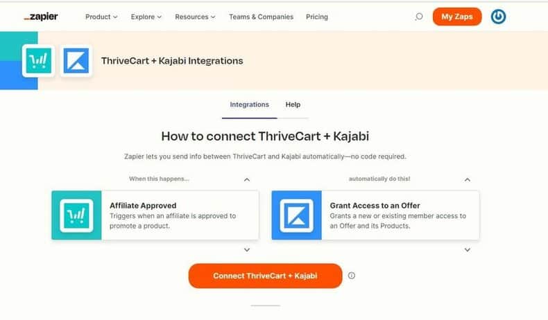 thrivecart kajabi integrations